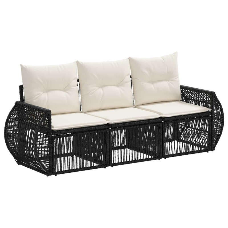 Ensemble de canapé de jardin 3 pcs Noir et blanc crème 643702643702