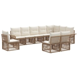 Ensemble de canapé de jardin 10 pcs Beige polyrotin 643703643703