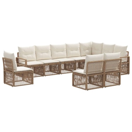 Ensemble de canapé de jardin 10 pcs Beige polyrotin 643704643704