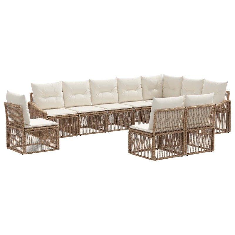 Ensemble de canapé de jardin 10 pcs Beige polyrotin 643706643706