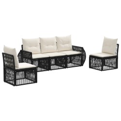Ensemble de canapé de jardin 5 pcs Noir et blanc crème 643707643707