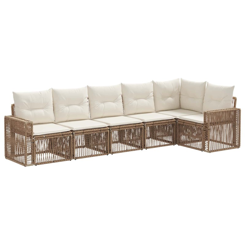 Ensemble de canapé de jardin 6 pcs Beige et blanc crème 643708643708