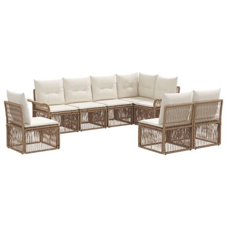 Ensemble de canapé de jardin 8 pcs Beige polyrotin 643709643709