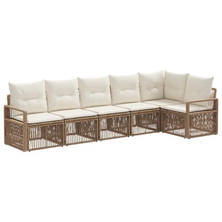 Ensemble de canapé de jardin 6 pcs Beige polyrotin 643710643710