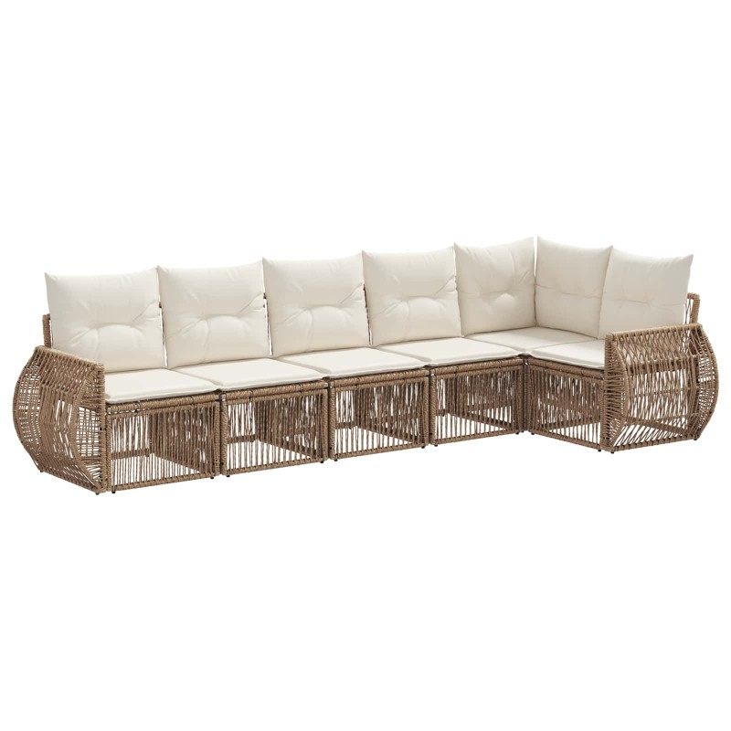 Ensemble de canapé de jardin 6 pcs Beige et blanc crème 643712643712