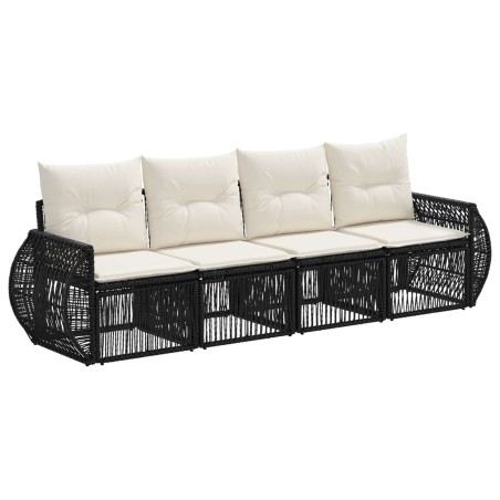 Ensemble de canapé de jardin 4 pcs Noir et blanc crème 643713643713