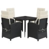 Ensemble à manger de jardin coussins 5pcs Noir Résine tressée 643716643716