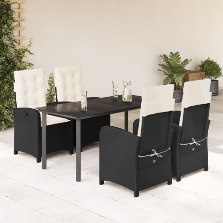 Ensemble à manger de jardin coussins 5pcs Noir Résine tressée 643717643717