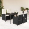 Ensemble à manger de jardin coussins 5pcs Noir Résine tressée 643717643717