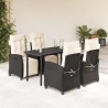 Ensemble à manger de jardin coussins 5pcs Noir Résine tressée 643718643718