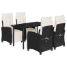 Ensemble à manger de jardin coussins 5pcs Noir Résine tressée 643718643718