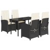 Ensemble à manger de jardin coussins 5pcs Noir Résine tressée 643719643719