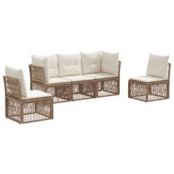 Ensemble de canapé de jardin 5 pcs Beige polyrotin 643721643721