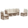 Ensemble de canapé de jardin 5 pcs Beige polyrotin 643721643721