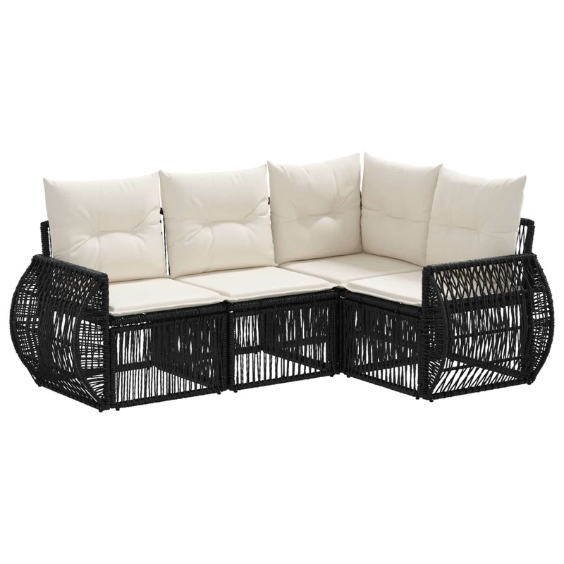 Ensemble de canapé de jardin 4 pcs Noir et blanc crème 643724643724