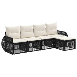 Ensemble de canapé de jardin 5 pcs Noir et blanc crème 643725643725