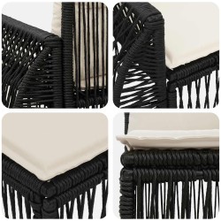 Ensemble de canapé de jardin 5 pcs Noir et blanc crème 643726643726