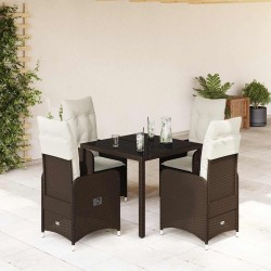 Ensemble de bistro de jardin 5 pcs coussins marron poly rotin 643728643728