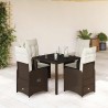 Ensemble de bistro de jardin 5 pcs coussins marron poly rotin 643728643728