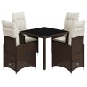 Ensemble de bistro de jardin 5 pcs coussins marron poly rotin 643728643728