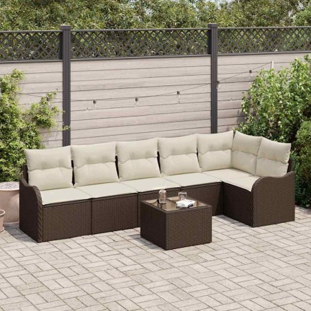 Ensemble de canapé de jardin avec stockage 7 pcs Gris polyrotin 643729643729
