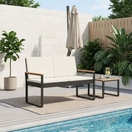 Banc extérieur Noir et blanc crème 107 x 61 x 80 cm polyrotin 643732643732