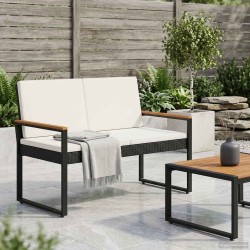 Banc extérieur Noir et blanc crème 107 x 61 x 80 cm polyrotin 643732643732