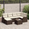 Ensemble de canapé de jardin 7 pcs Marron et blanc Poly rotin 643739643739