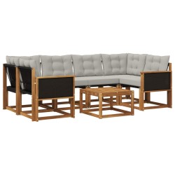 Ensemble de canapés d'extérieur 7 pcs Naturel et gris clair 643742643742
