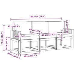 Ensemble de canapés d'extérieur 3 pcs 643743643743