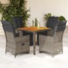 Ensemble de bistro de jardin 5 pcs coussins gris poly rotin 643783643783