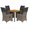 Ensemble de bistro de jardin 5 pcs coussins gris poly rotin 643783643783