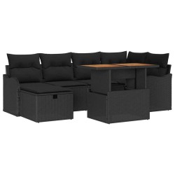 Ensemble de canapé de jardin 7 pcs Noir polyrotin 643785643785