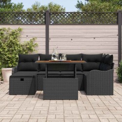 Ensemble de canapé de jardin 7 pcs Noir polyrotin 643785643785