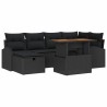 Ensemble de canapé de jardin 7 pcs Noir polyrotin 643786643786