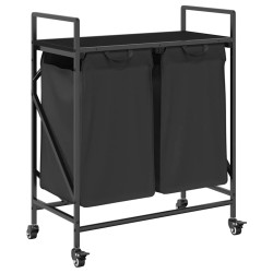 Panier à linge à 2 compartiments avec roulettes en chêne noir 643789643789