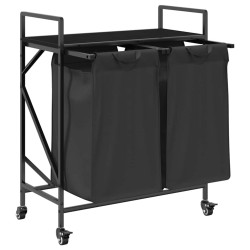 Panier à linge à 2 compartiments avec roulettes en chêne noir 643789643789