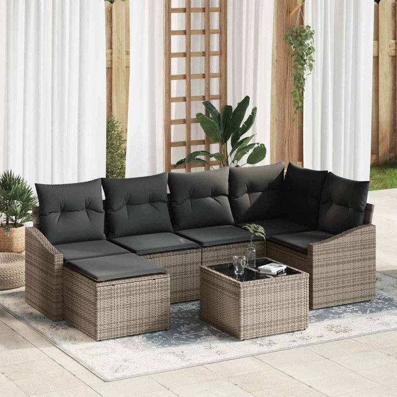 Ensemble de salle à manger pour jardin 7 pcs Gris clair 643790643790