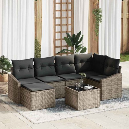 Ensemble de salle à manger pour jardin 7 pcs Gris clair 643790643790