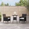 Ensemble de bistro de jardin 3 pcs coussins noir poly rotin 643792643792