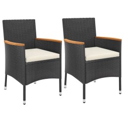 Ensemble de bistro de jardin 3 pcs coussins noir poly rotin 643792643792