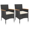 Ensemble de bistro de jardin 3 pcs coussins noir poly rotin 643792643792