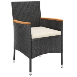 Ensemble de bistro de jardin 3 pcs coussins noir poly rotin 643792643792