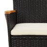 Ensemble de bistro de jardin 3 pcs coussins noir poly rotin 643792643792