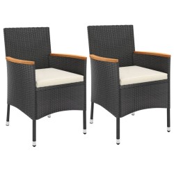 Ensemble de bistro de jardin 3 pcs coussins noir poly rotin 643793643793