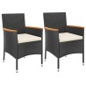 Ensemble de bistro de jardin 3 pcs coussins noir poly rotin 643793643793