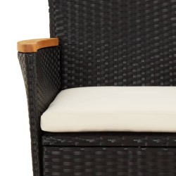 Ensemble de bistro de jardin 3 pcs coussins noir poly rotin 643793643793