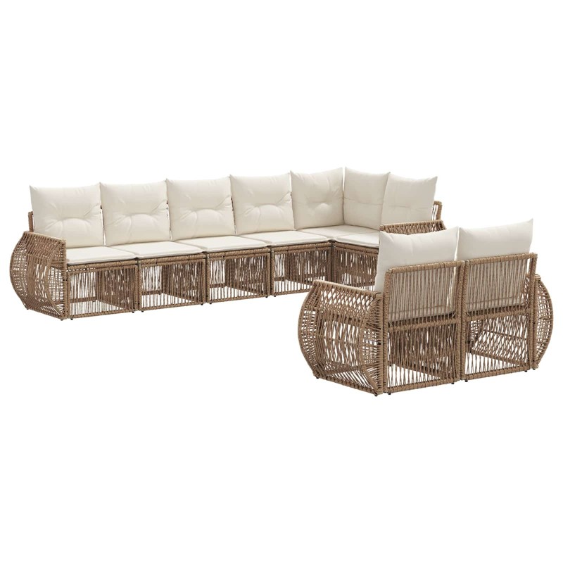 Ensemble de canapé de jardin 8 pcs Beige et blanc crème 643795643795