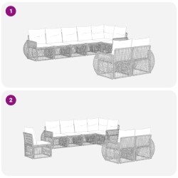 Ensemble de canapé de jardin 8 pcs Beige et blanc crème 643795643795