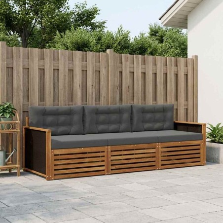 Ensemble de canapés d'extérieur 3 pcs Naturel et Anthracite 643797643797